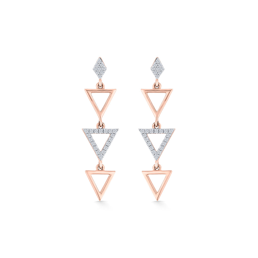 Pyramid Spark Diamond & Gold Drops & Danglers Earrings for Women