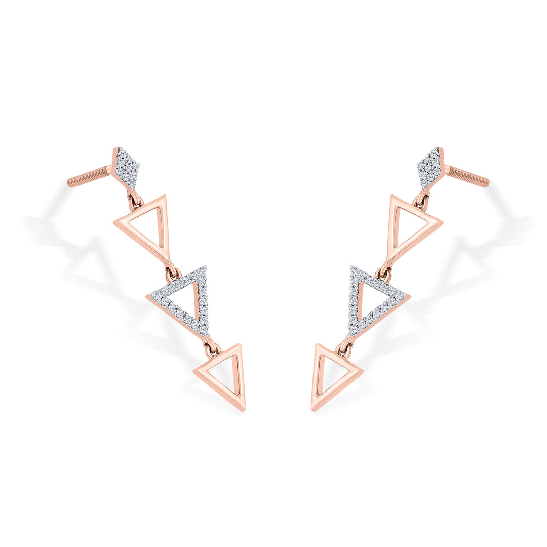 Pyramid Spark Diamond & Gold Drops & Danglers Earrings for Women