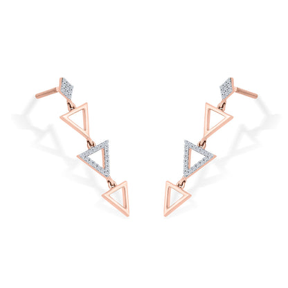 Pyramid Spark Diamond & Gold Drops & Danglers Earrings for Women