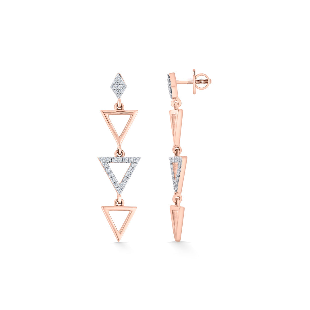 Pyramid Spark Diamond & Gold Drops & Danglers Earrings for Women