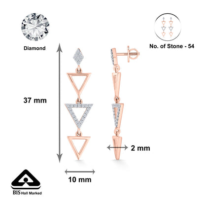 Pyramid Spark Diamond & Gold Drops & Danglers Earrings for Women