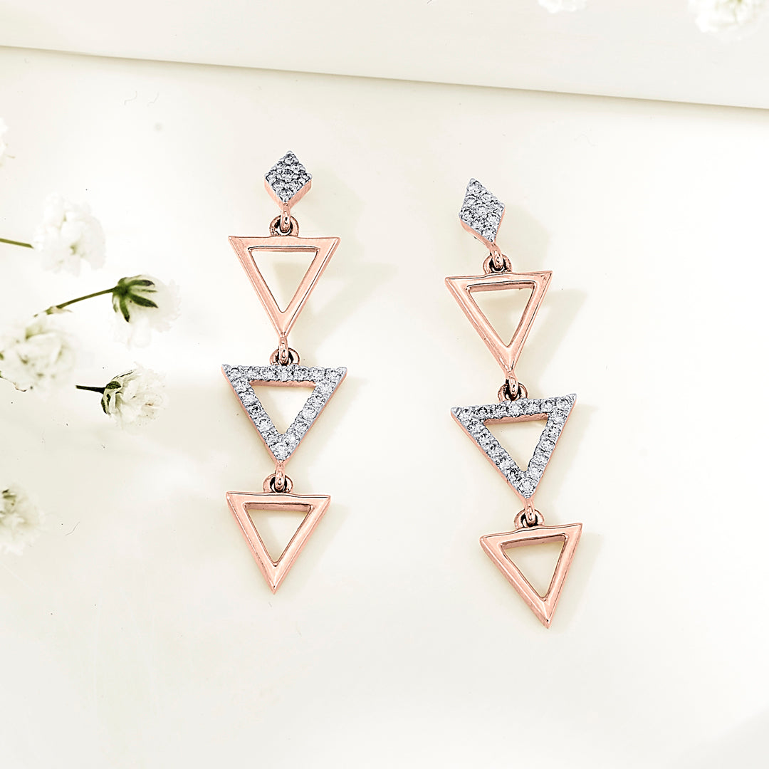 Pyramid Spark Diamond & Gold Drops & Danglers Earrings for Women