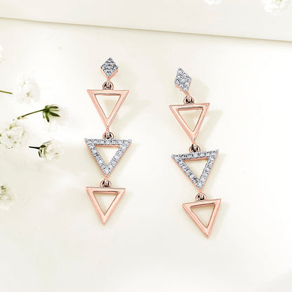 Pyramid Spark Diamond & Gold Drops & Danglers Earrings for Women