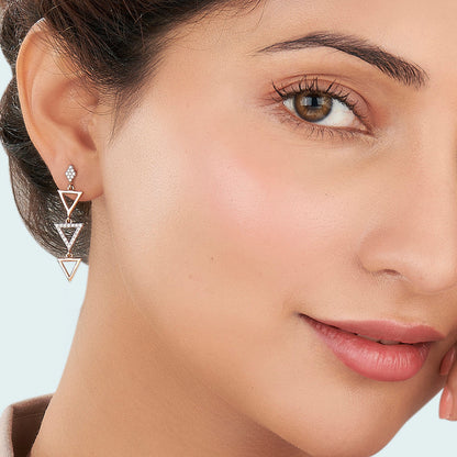 Pyramid Spark Diamond & Gold Drops & Danglers Earrings for Women