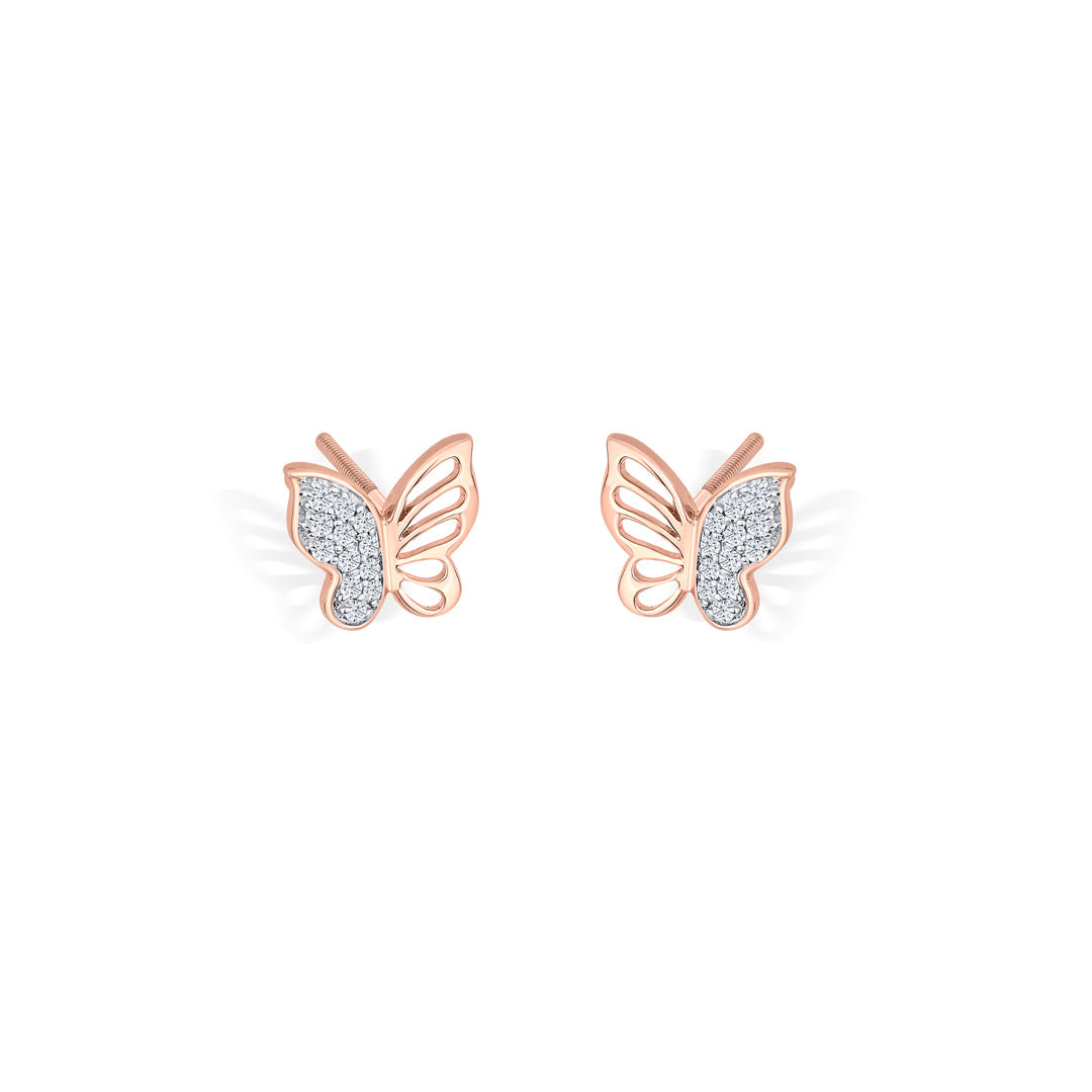 Feather Flight Diamond & Gold Stud Earrings for Women