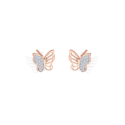 Feather Flight Diamond & Gold Stud Earrings for Women