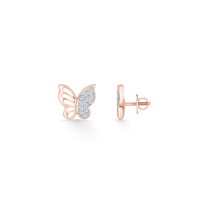 Feather Flight Diamond & Gold Stud Earrings for Women