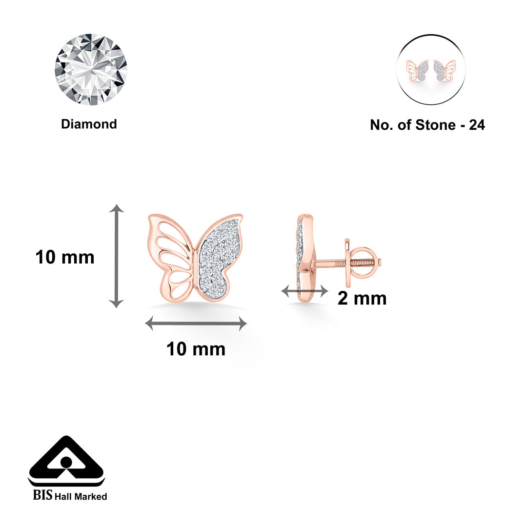 Feather Flight Diamond & Gold Stud Earrings for Women