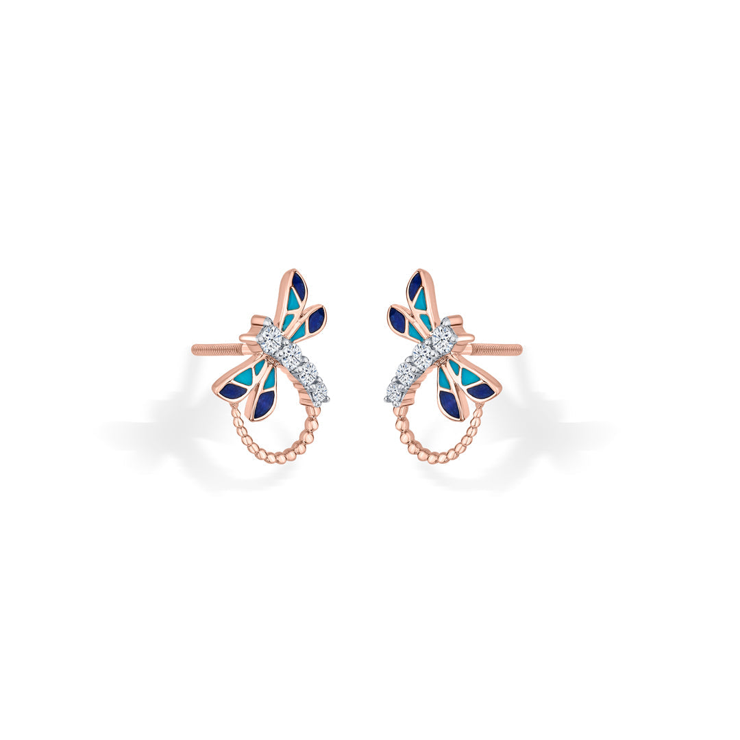 Sapphire Dream Diamond & Gold Stud Earrings for Women