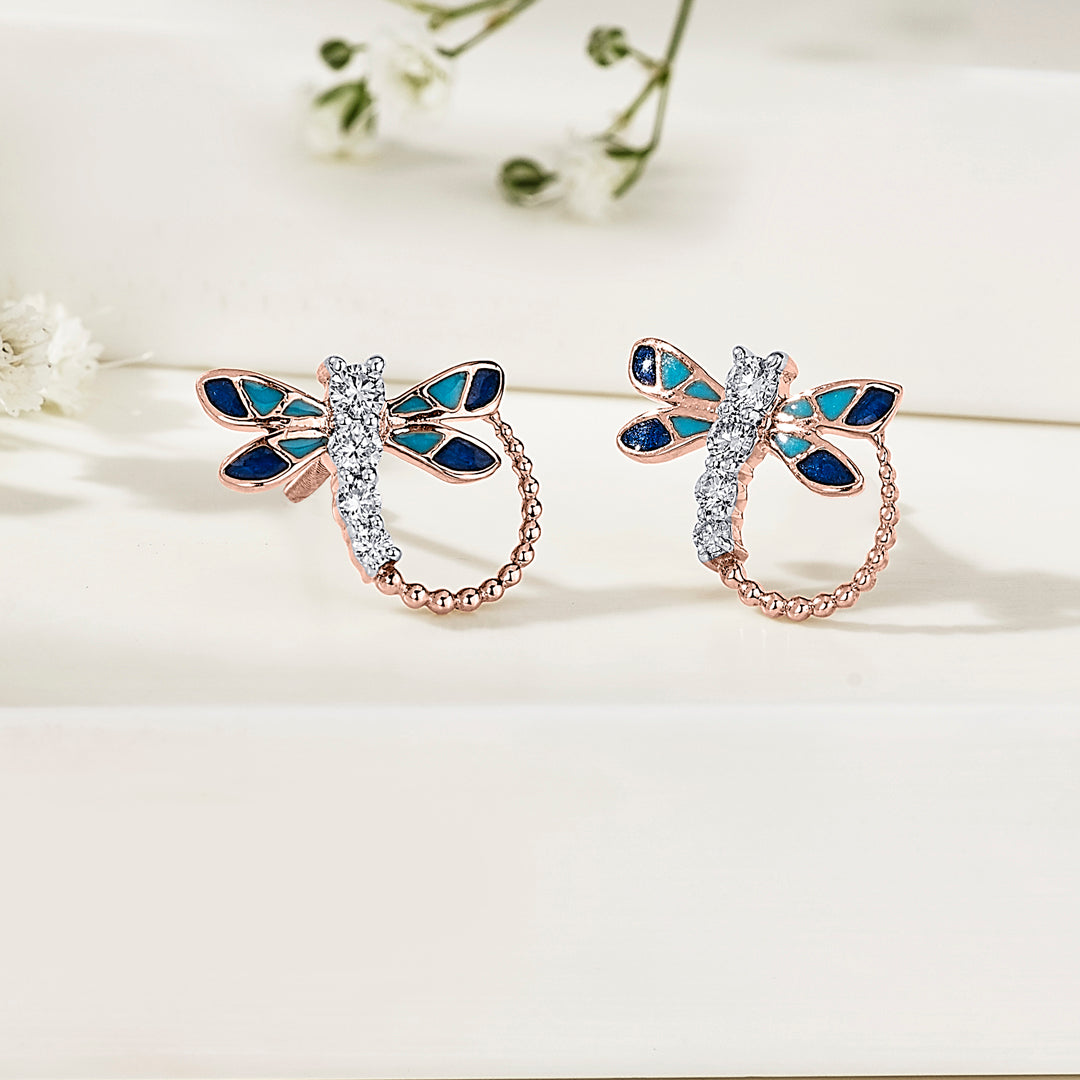 Sapphire Dream Diamond & Gold Stud Earrings for Women