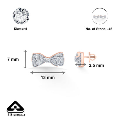 Crystal Bow Diamond & Gold Stud Earrings for Women
