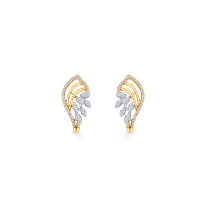 Calm Shell Diamond & Gold Stud Earrings for Women