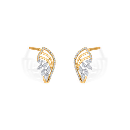 Calm Shell Diamond & Gold Stud Earrings for Women