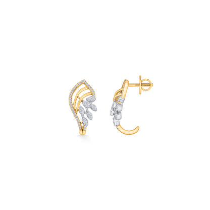 Calm Shell Diamond & Gold Stud Earrings for Women