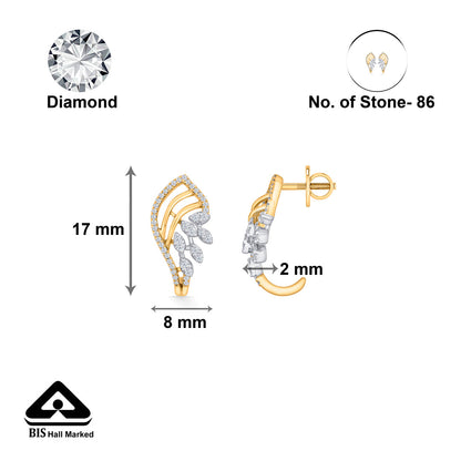 Calm Shell Diamond & Gold Stud Earrings for Women