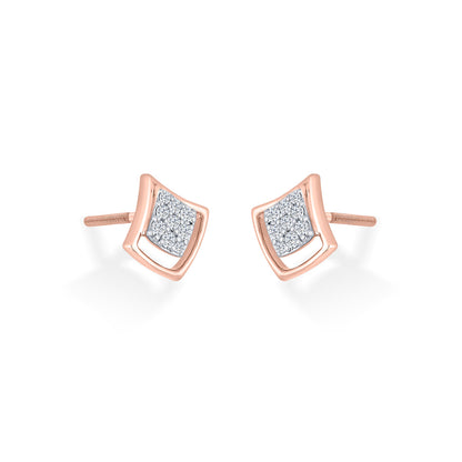Moon Halo Diamond & Gold Stud Earrings for Women