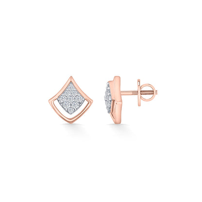 Moon Halo Diamond & Gold Stud Earrings for Women