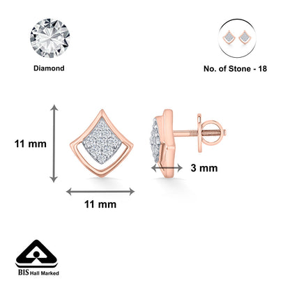 Moon Halo Diamond & Gold Stud Earrings for Women