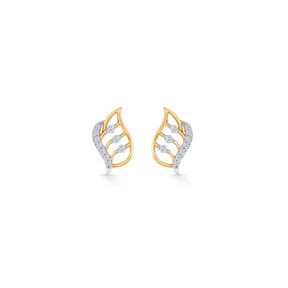 Endless Leaves Diamond & Gold Stud Earrings for Women