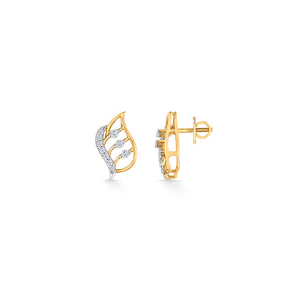 Endless Leaves Diamond & Gold Stud Earrings for Women