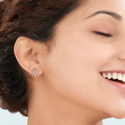 Endless Leaves Diamond & Gold Stud Earrings for Women