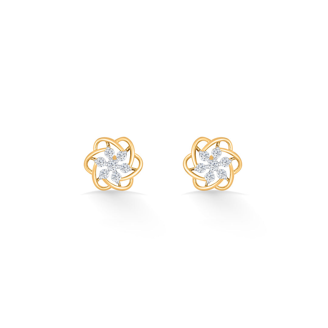Cosmic Bloom Diamond & Gold Stud Earrings for Women