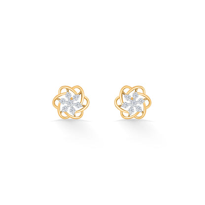 Cosmic Bloom Diamond & Gold Stud Earrings for Women