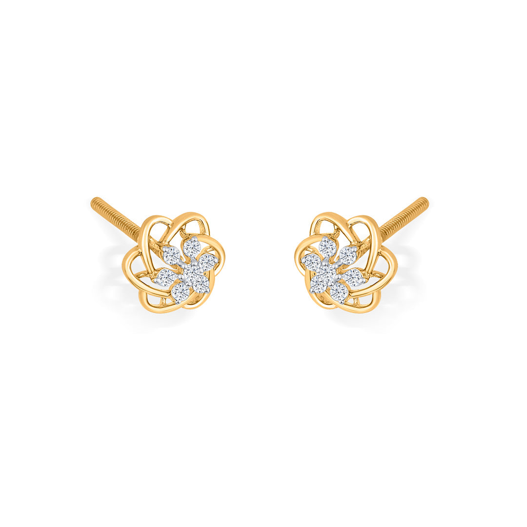 Cosmic Bloom Diamond & Gold Stud Earrings for Women