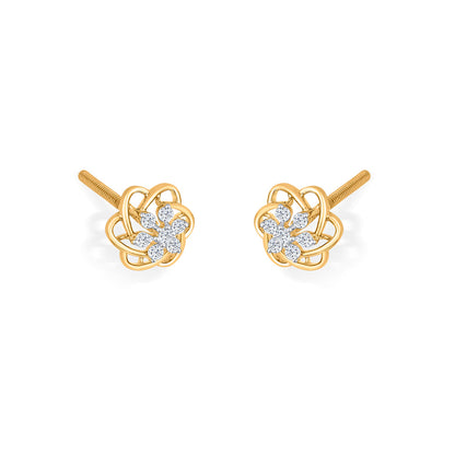 Cosmic Bloom Diamond & Gold Stud Earrings for Women