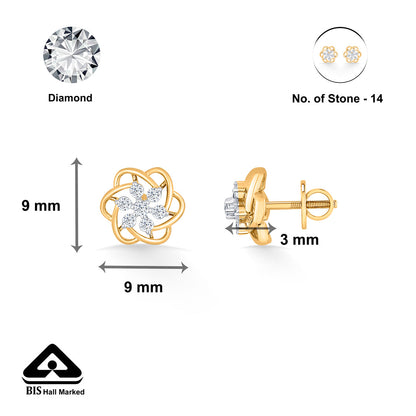 Cosmic Bloom Diamond & Gold Stud Earrings for Women