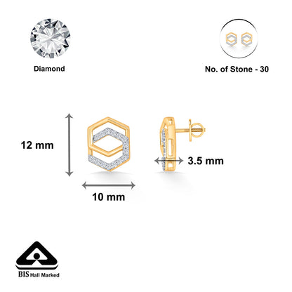 Geo Shine Diamond & Gold Stud Earrings for Women