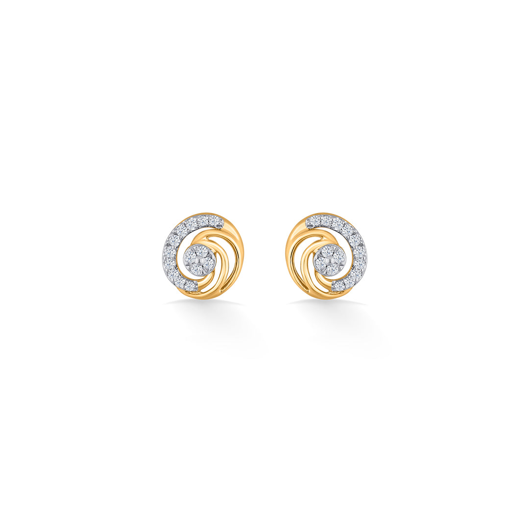 Orbit Grace Diamond & Gold Stud Earrings for Women
