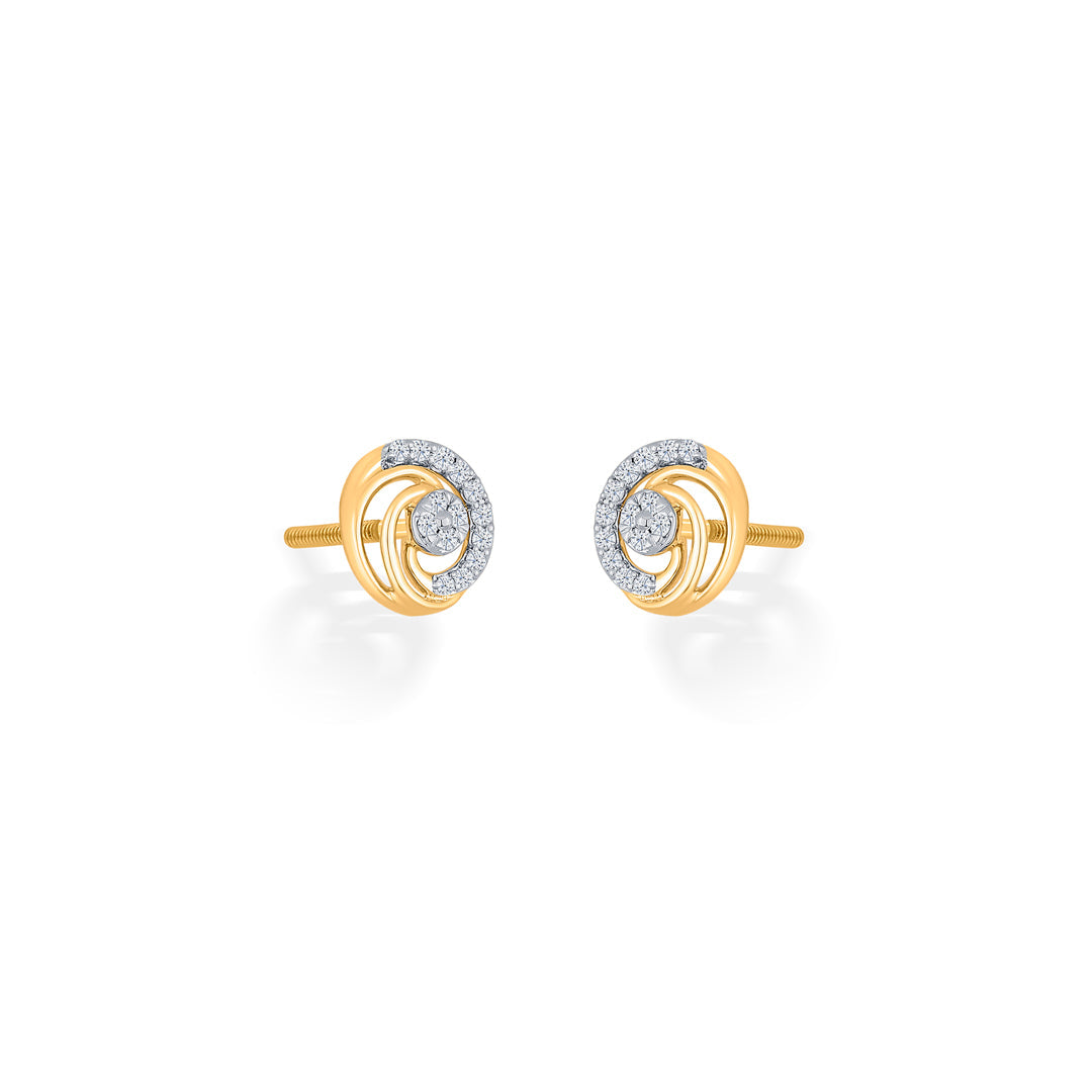 Orbit Grace Diamond & Gold Stud Earrings for Women