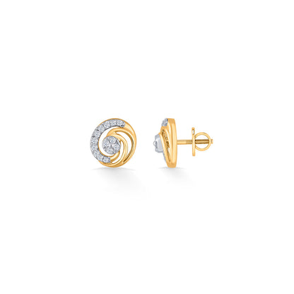 Orbit Grace Diamond & Gold Stud Earrings for Women