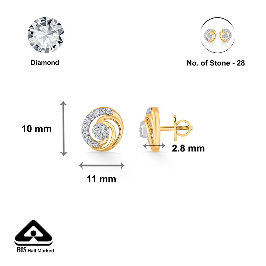 Orbit Grace Diamond & Gold Stud Earrings for Women