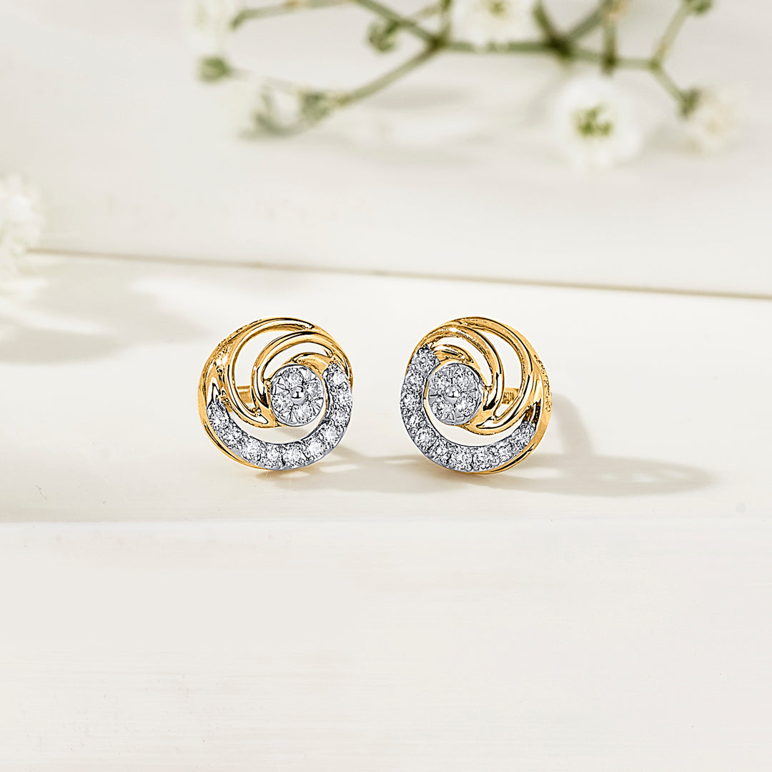 Orbit Grace Diamond & Gold Stud Earrings for Women