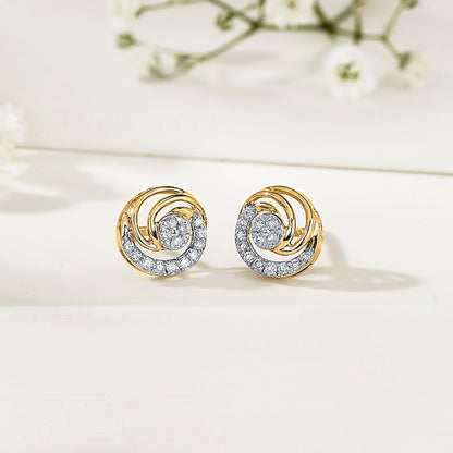 Orbit Grace Diamond & Gold Stud Earrings for Women