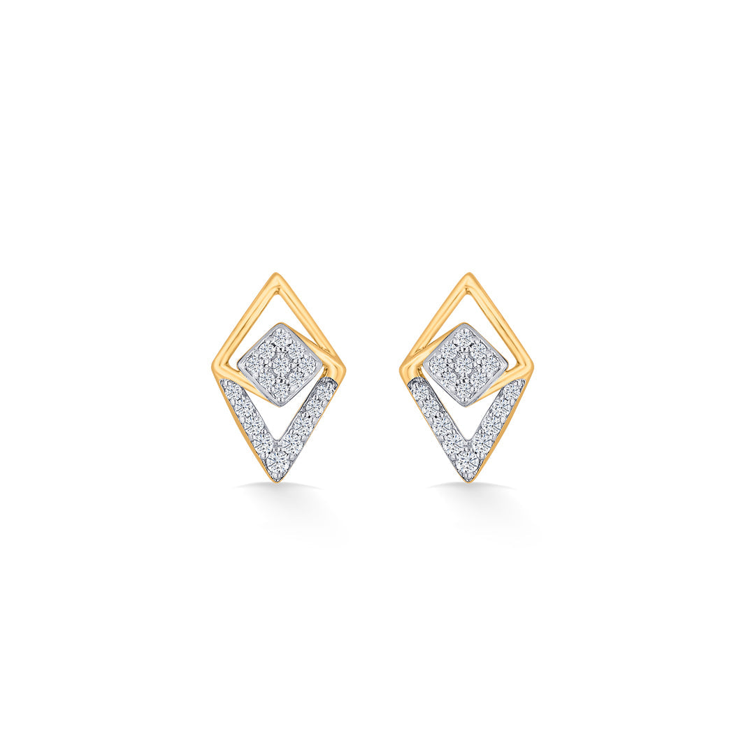 Prism Gleam Diamond & Gold Stud Earrings for Women