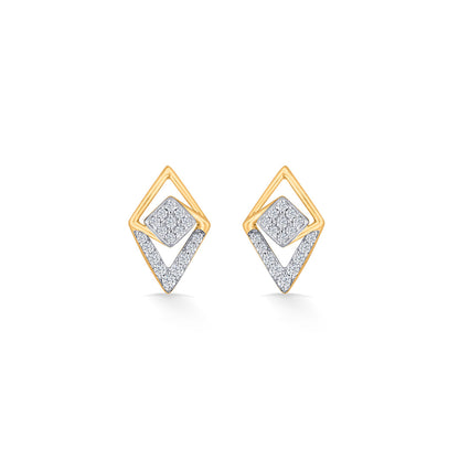 Prism Gleam Diamond & Gold Stud Earrings for Women