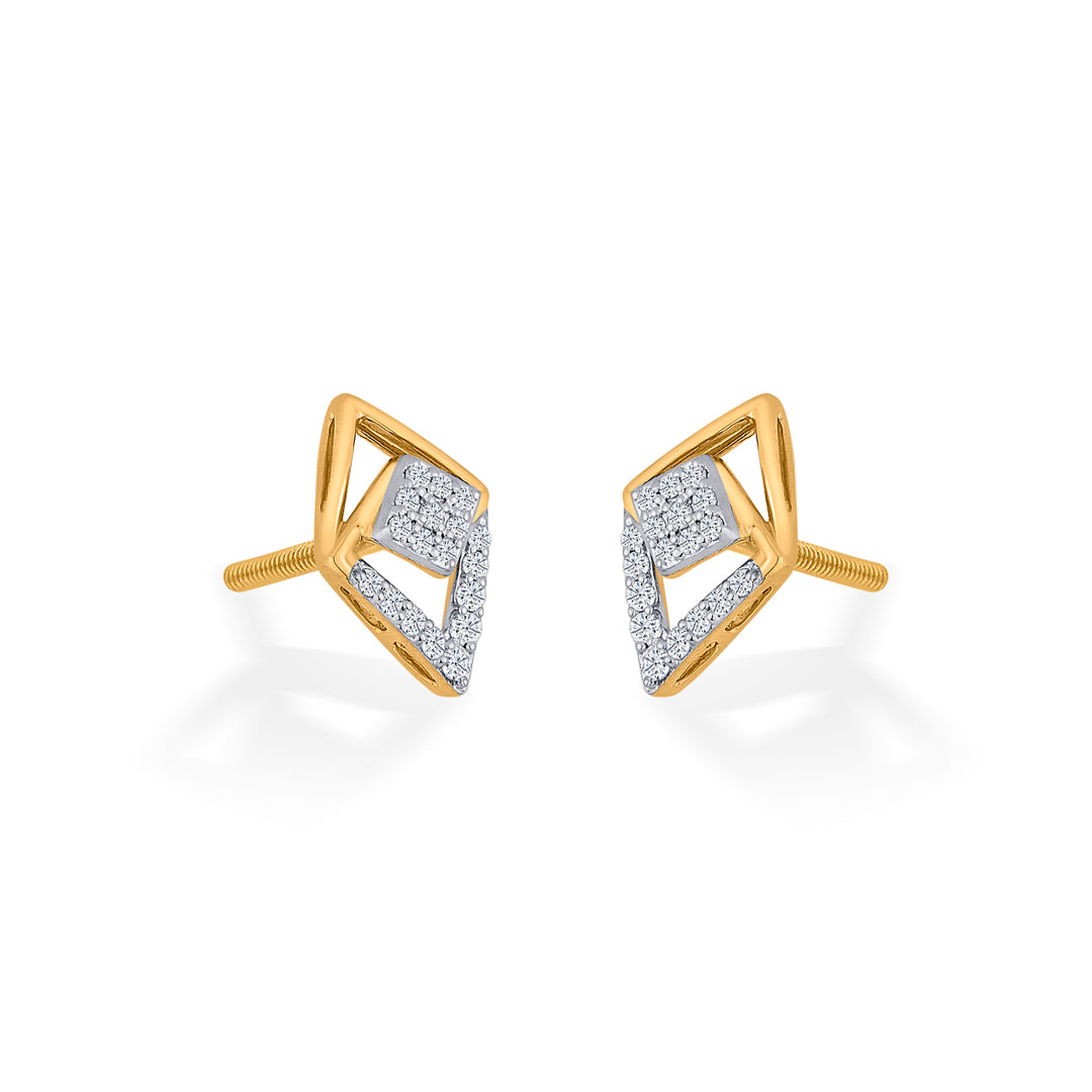 Prism Gleam Diamond & Gold Stud Earrings for Women