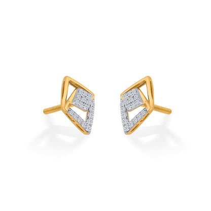 Prism Gleam Diamond & Gold Stud Earrings for Women