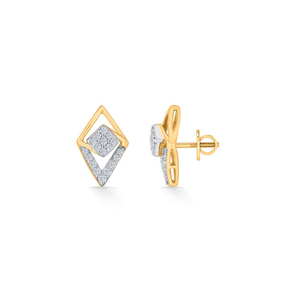 Prism Gleam Diamond & Gold Stud Earrings for Women