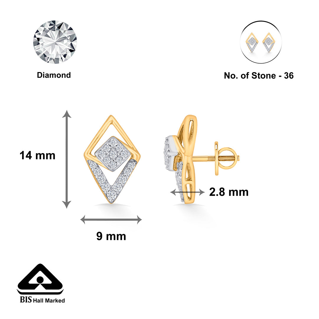 Prism Gleam Diamond & Gold Stud Earrings for Women