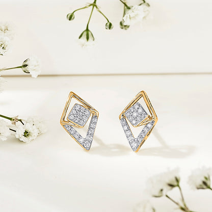 Prism Gleam Diamond & Gold Stud Earrings for Women