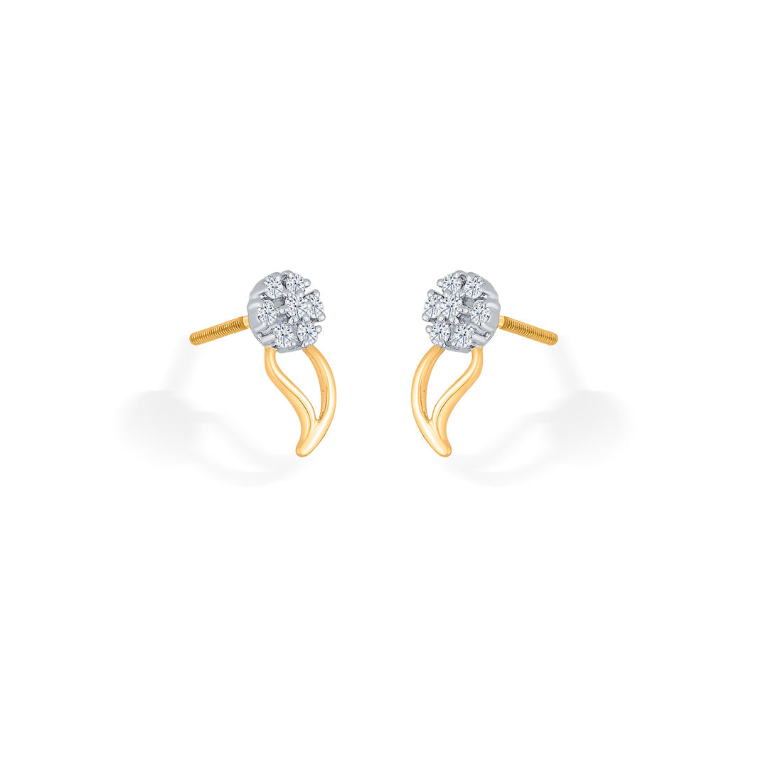 Bloom Crest Diamond & Gold Stud Earrings for Women