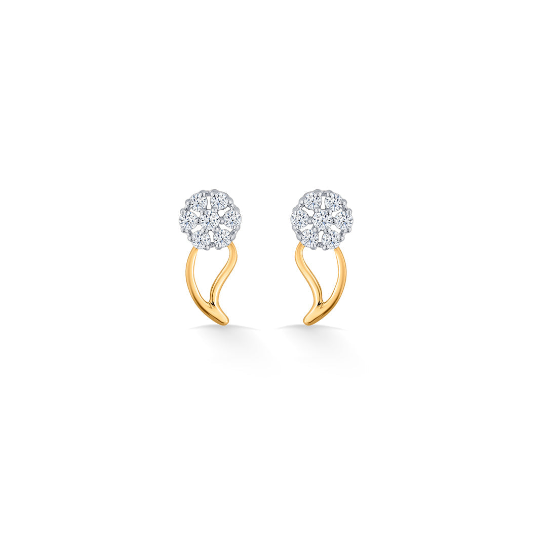Bloom Crest Diamond & Gold Stud Earrings for Women