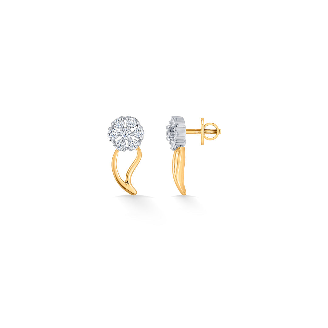 Bloom Crest Diamond & Gold Stud Earrings for Women