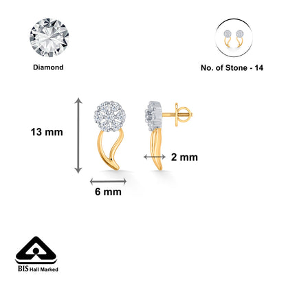 Bloom Crest Diamond & Gold Stud Earrings for Women
