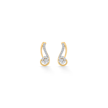 Curved Bloom Diamond & Gold Stud Earrings for Women
