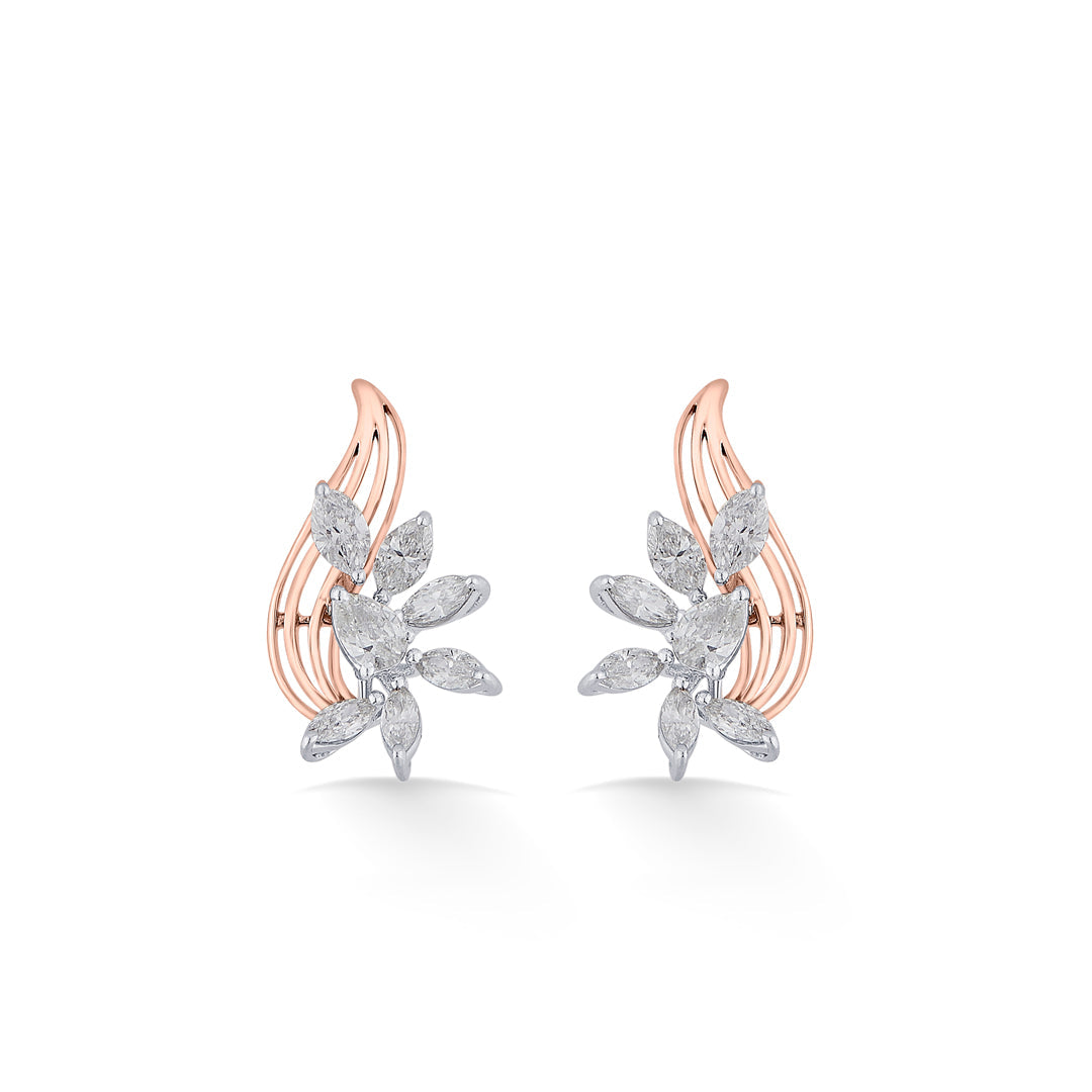 Golden Bloom Diamond & Gold Stud Earrings for Women